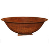 Cast Iron Deep Fire Pit Bowl with Trivet Base - 100cm Diameter x 40cm High in rust colour and a white background.