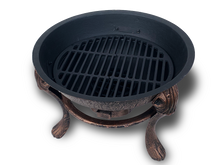 Load image into Gallery viewer, Top view of Vesuvius Firepit BBQ looking inside it and the grill rack