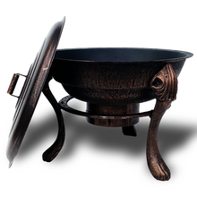 Load image into Gallery viewer, Vesuvius Firepit BBQ complete with Lid in Antique Gold colour