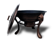 Load image into Gallery viewer, Vesuvius Firepit BBQ complete with Lid in Antique Gold colour