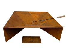 Load image into Gallery viewer, Natural Rust Fuji Fire Pit complete with poker and ashtray