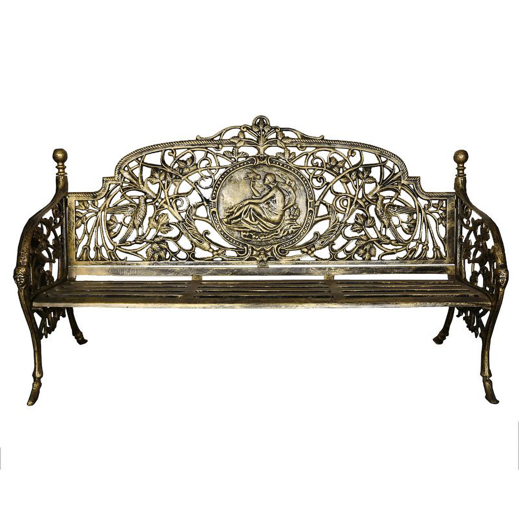 Cameo Cast Iron Bench large size in black gold colour