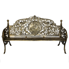 Load image into Gallery viewer, Cameo Cast Iron Bench large size in black gold colour