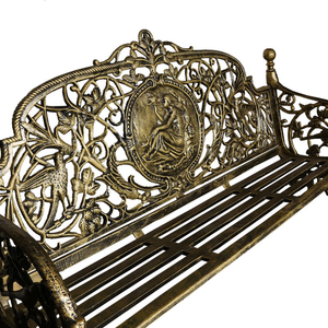 Side view of Cameo Cast Iron Bench Large size in black gold colour