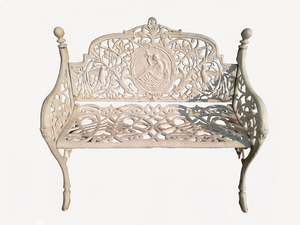 Cameo Cast Iron Bench small size in the antique white colour