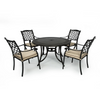 Fuji Aluminium five piece Outdoor Setting in sand black colour with beige cushions.