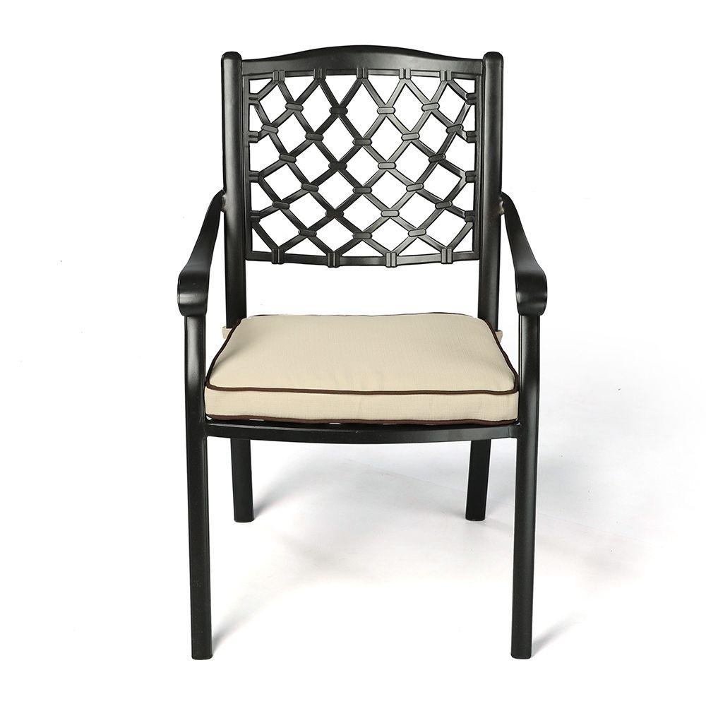 Fuji Chair in sand black colour with cream seat cushion.