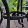 Close up view of the umbrella hole in the Fuji sand black coloured table.