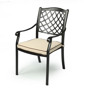 Fuji Aluminium Chair in sand black with cream cushion