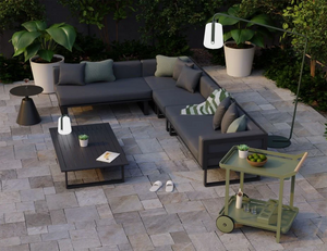 Vivara Modular Sofa - lifestyle outdoor modern furniture set in charcoal