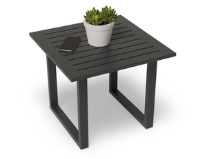 Vivara Outdoor Side Table in Charcoal with cactus and phone