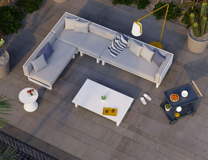 Vivara Modular Sofa - lifestyle outdoor modern furniture set in white