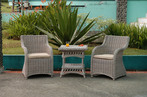 Roma 3 Piece Natural Aged KUBU Wicker Set in outdoor setting