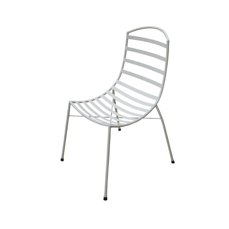 The Sarahline white metal chair with a white background.