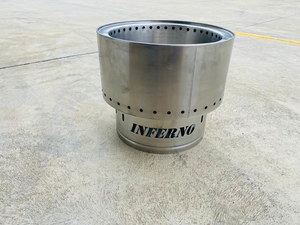 Smokeless Stainless Steel Fire Pit with the word inferno in the base of it