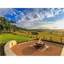 Load image into Gallery viewer, The 1500mm Cauldron Fire Pit with fire burning in fire pit area