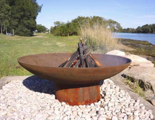 Load image into Gallery viewer, The Cauldron Cast Iron Fire Pit with kindling burning