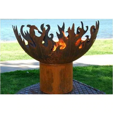 Load image into Gallery viewer, The Flame Dancer Fire Pit near a beach with a fire burning