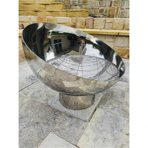 The Goblet Stainless Steel Fire Pit on the 150mm stand with a stainless steel grill