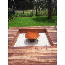 Load image into Gallery viewer, The Teppanyaki Fire Pit in backyard setting with lid on