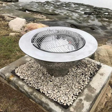 Load image into Gallery viewer, The Teppanyaki Stainless Steel Fire Pit and grill set up