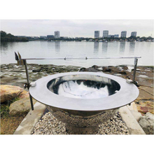 Load image into Gallery viewer, Teppanyaki Stainless Steel Fire Pit complete with brackets, spit poles and rotisserrie