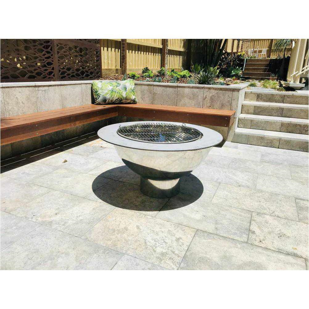 The Teppanyaki Stainless Steel Fire Pit and grill - 100cm Diameter x 55cm High