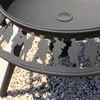 Close up of soldiers on the Anzac pattern on the Ultimate BBQ Fire Pit with gravel stones beneath it.