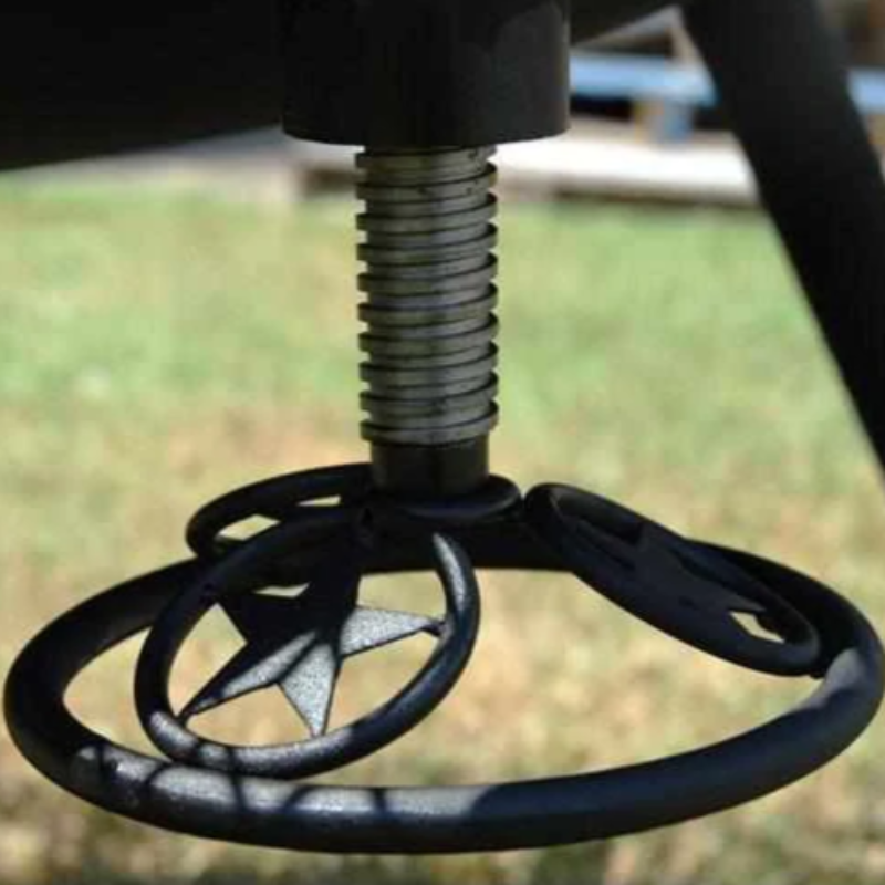 Close up of the gill height adjuster on the Ultimate BBQ Fire Pit.