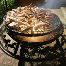 Load image into Gallery viewer, The Ultimate BBQ Fire Pit with sausages and chicken wings cooking